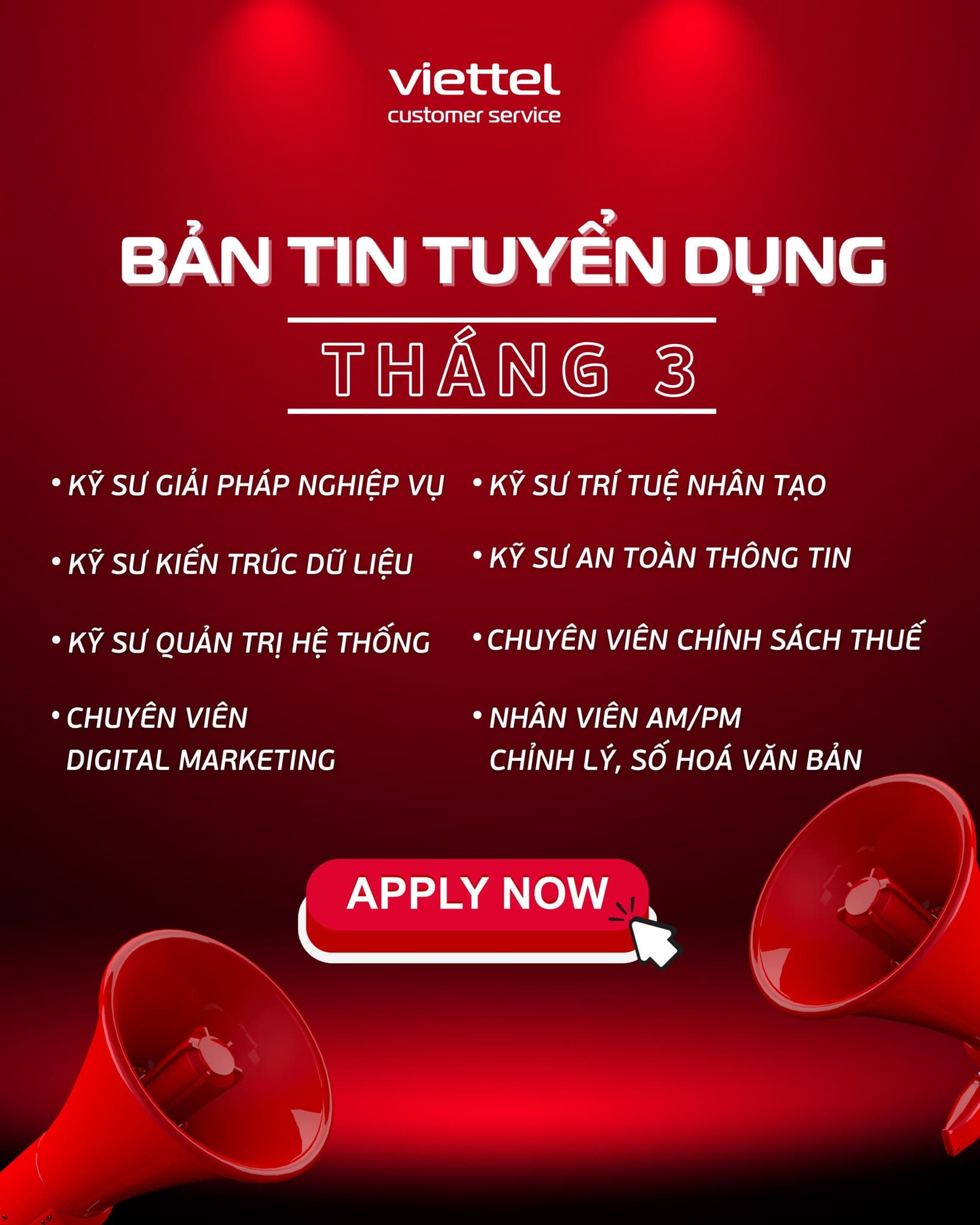 Bản tin Tuyển dụng tháng 3 từ Viettel Customer Service