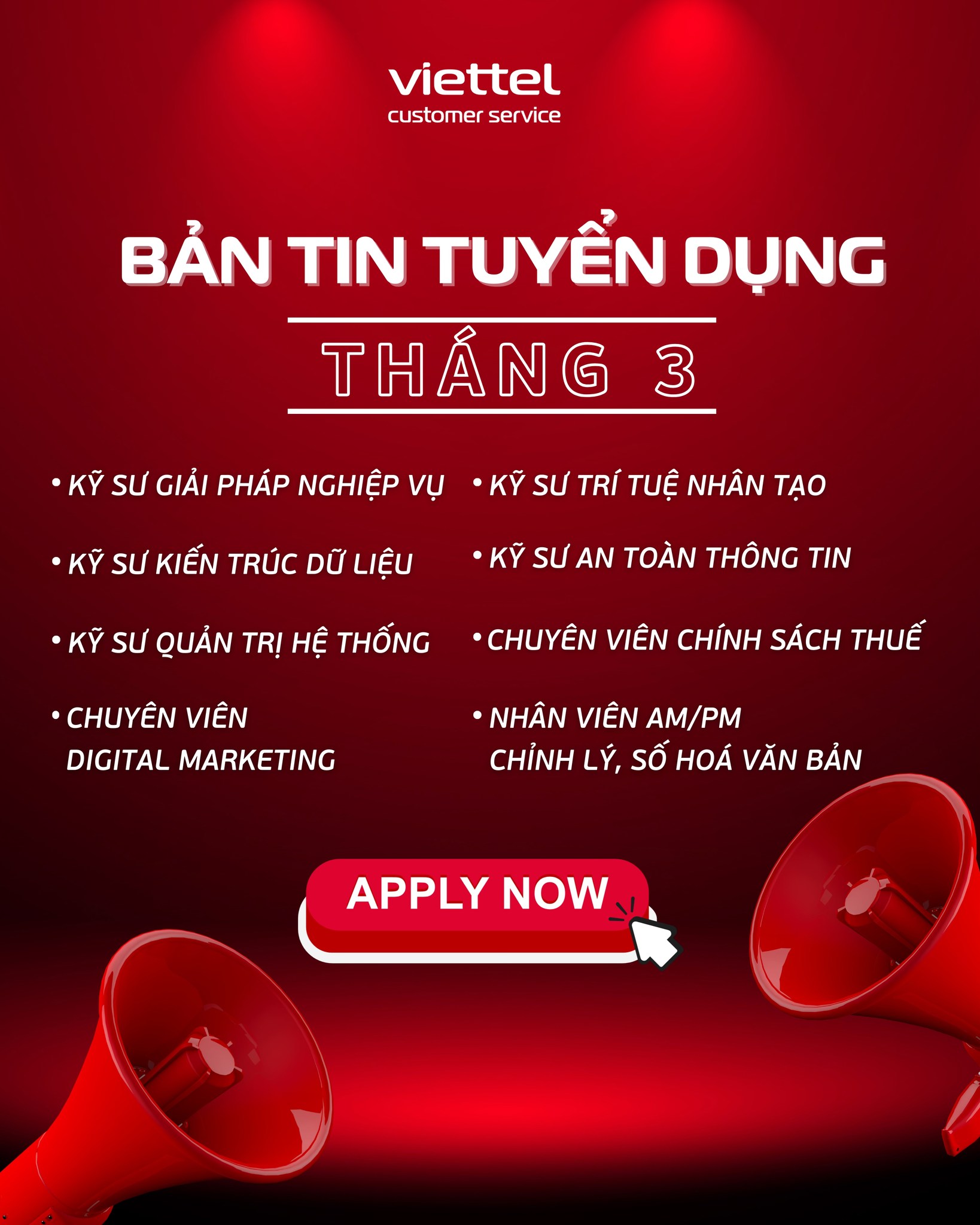 Bản tin Tuyển dụng tháng 3 từ Viettel Customer Service