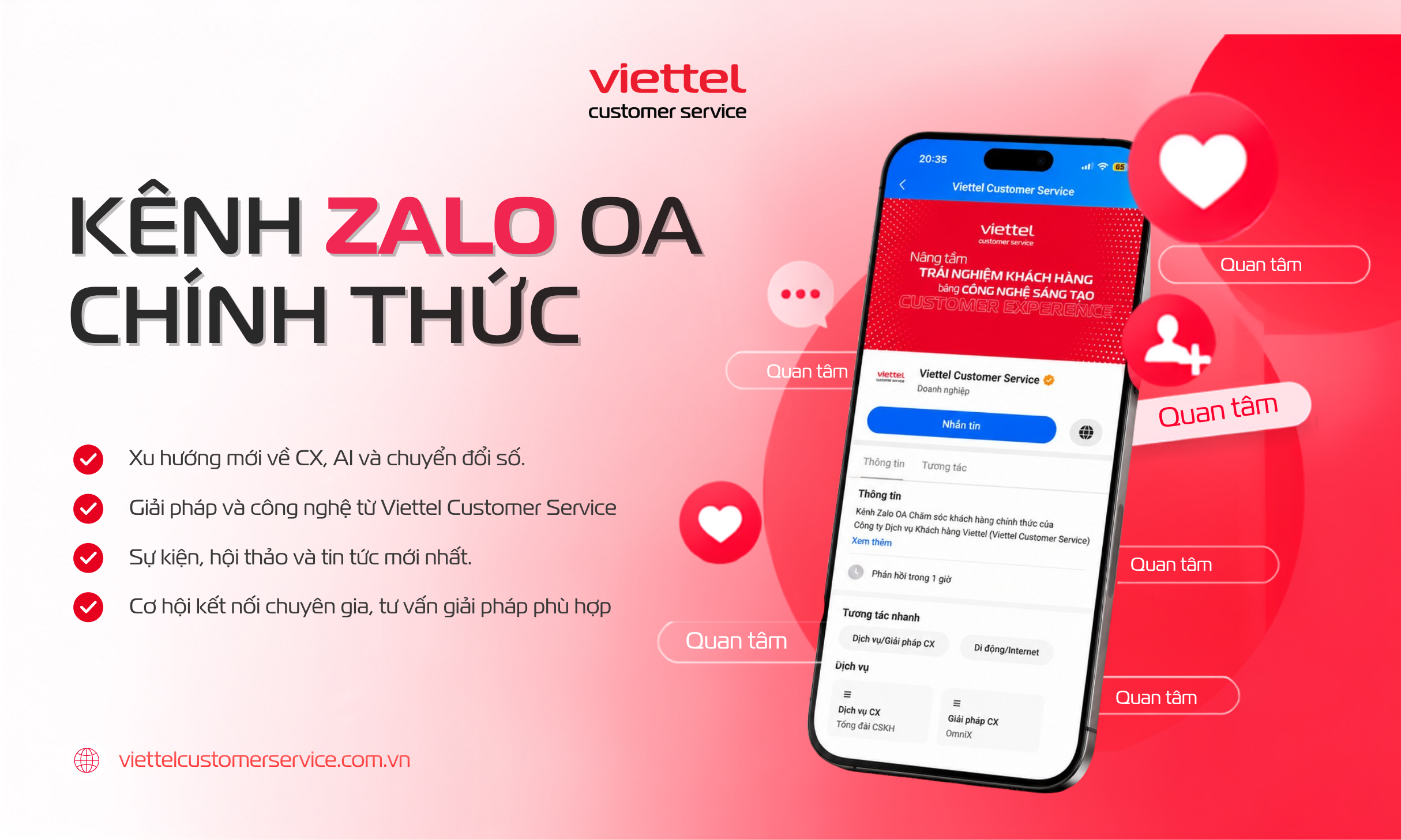 Viettel Customer Service chính thức ra mắt kênh Zalo OA dành cho khách hàng doanh nghiệp